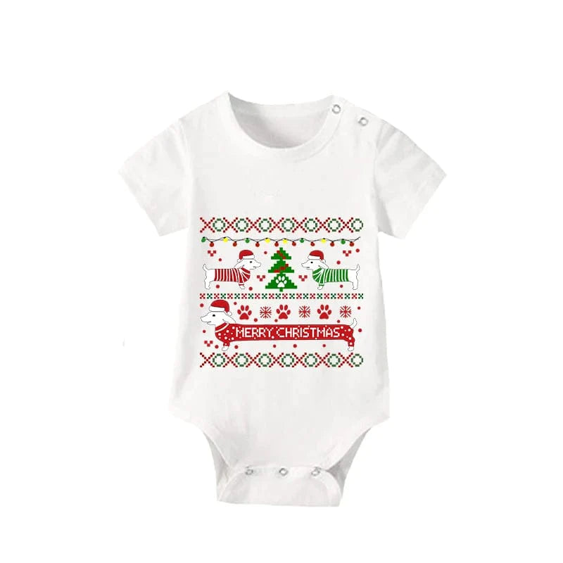 Merry Christmas Dachshund Print Family Matching Pajamas